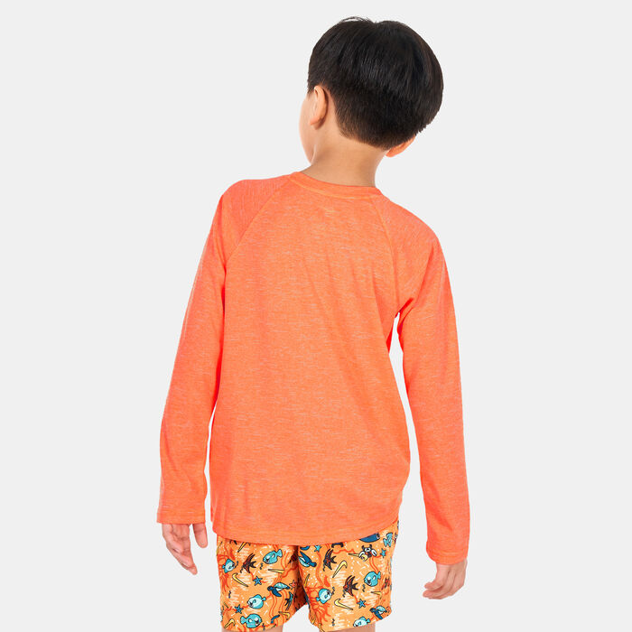 Nike Swim Kids' Heather Hydroguard Swim Top Orange Nike Swim Kids' Heather Hydroguard Swim Top Orange image number 1