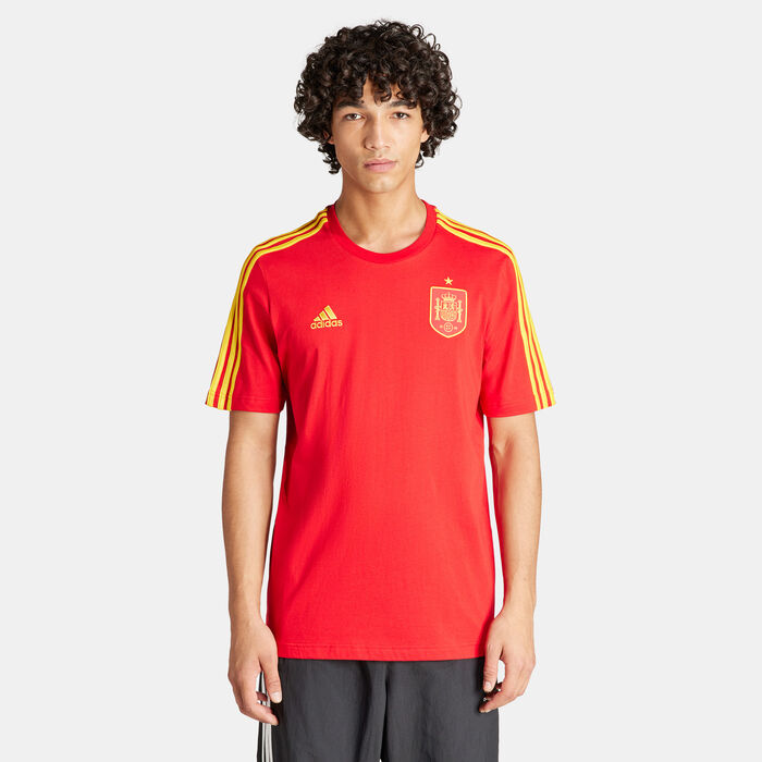 adidas Men's Spain DNA 3-Stripes T-Shirt Red adidas Men's Spain DNA 3-Stripes T-Shirt Red image number 0
