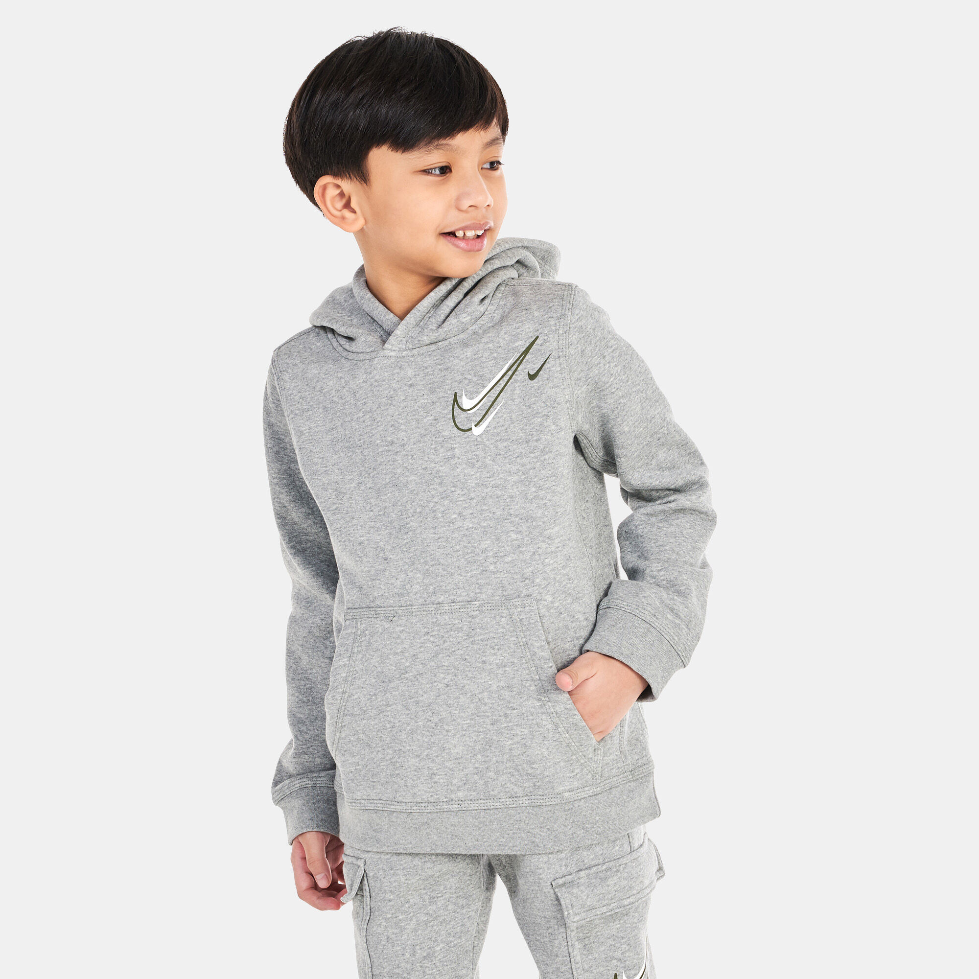 Kids Sportswear Fleece Hoodie Older Kids Grey Nike in Qatar SSS