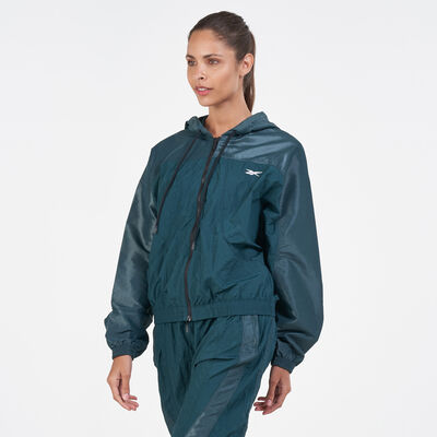 Reebok Women's Shiny Woven Jacket Green Reebok Women's Shiny Woven Jacket Green
