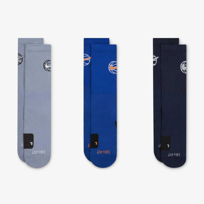 Nike Everyday Crew Basketball Socks (3 Pairs) Blue Nike Everyday Crew Basketball Socks (3 Pairs) Blue image number 1