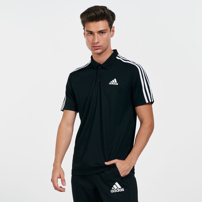 adidas Men's 3-Stripes Polo T-Shirt Black adidas Men's 3-Stripes Polo T-Shirt Black image number 0