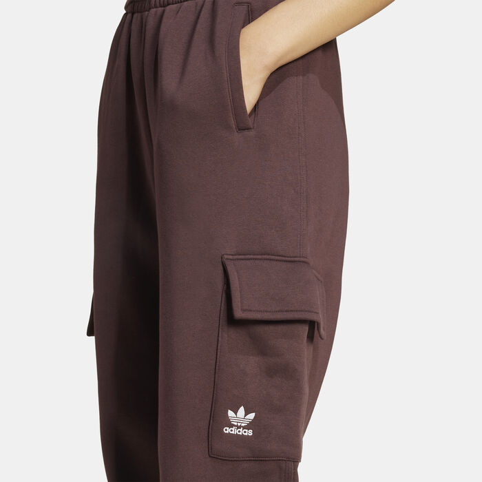 adidas Originals Women's Essentials Fleece Cargo Joggers Brown adidas Originals Women's Essentials Fleece Cargo Joggers Brown image number 3