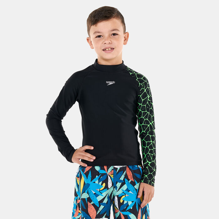 Speedo Kids' Printed Long Sleeve Rashguard Green Speedo Kids' Printed Long Sleeve Rashguard Green image number 0