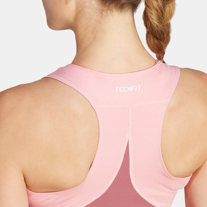 adidas Women's Techfit Colorblock Training Crop Top Pink adidas Women's Techfit Colorblock Training Crop Top Pink image number 4