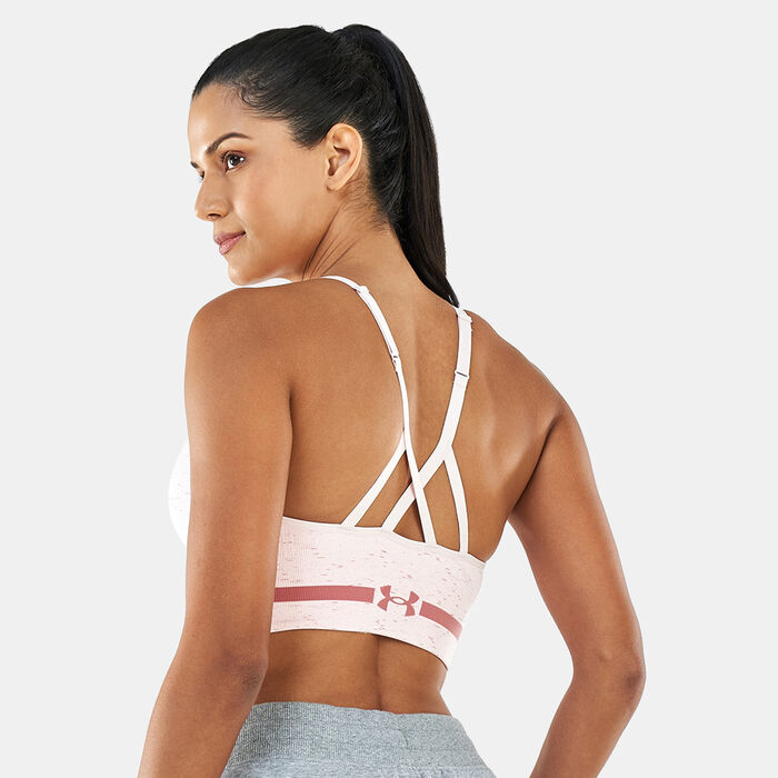 Under Armour Women's Seamless Long Heather Sports Bra Pink Under Armour Women's Seamless Long Heather Sports Bra Pink image number 1