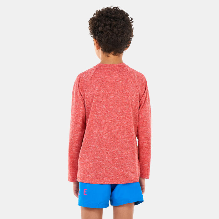 Nike Swim Kids' Heather Hydroguard Swim Top Red Nike Swim Kids' Heather Hydroguard Swim Top Red image number 1