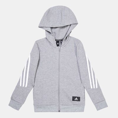 adidas Kids' Future Icons 3-Stripes Full-Zip Jacket Grey adidas Kids' Future Icons 3-Stripes Full-Zip Jacket Grey