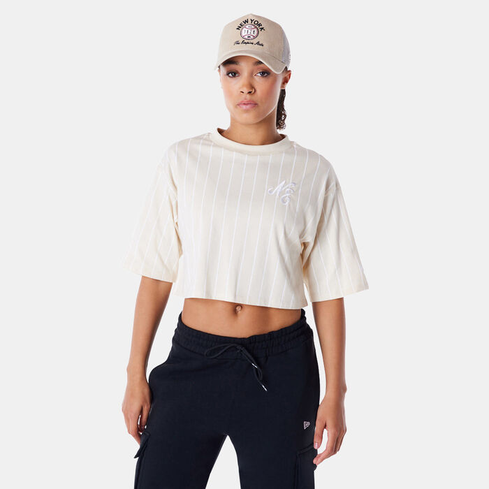 New Era Women's Pinstripe Crop Top Beige New Era Women's Pinstripe Crop Top Beige image number 0