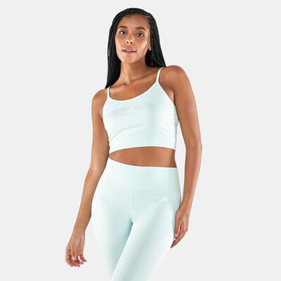 adidas Women's Seamless Spaghetti Crop Tank Top Green adidas Women's Seamless Spaghetti Crop Tank Top Green