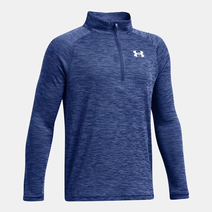 Under Armour Kids' UA Tech Textured 1/2-Zip Training Top Blue Under Armour Kids' UA Tech Textured 1/2-Zip Training Top Blue image number 2