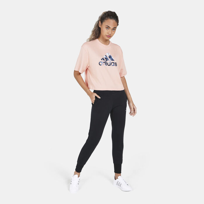 adidas Women's X Zoe Saldana Cropped T-Shirt Beige adidas Women's X Zoe Saldana Cropped T-Shirt Beige image number 2