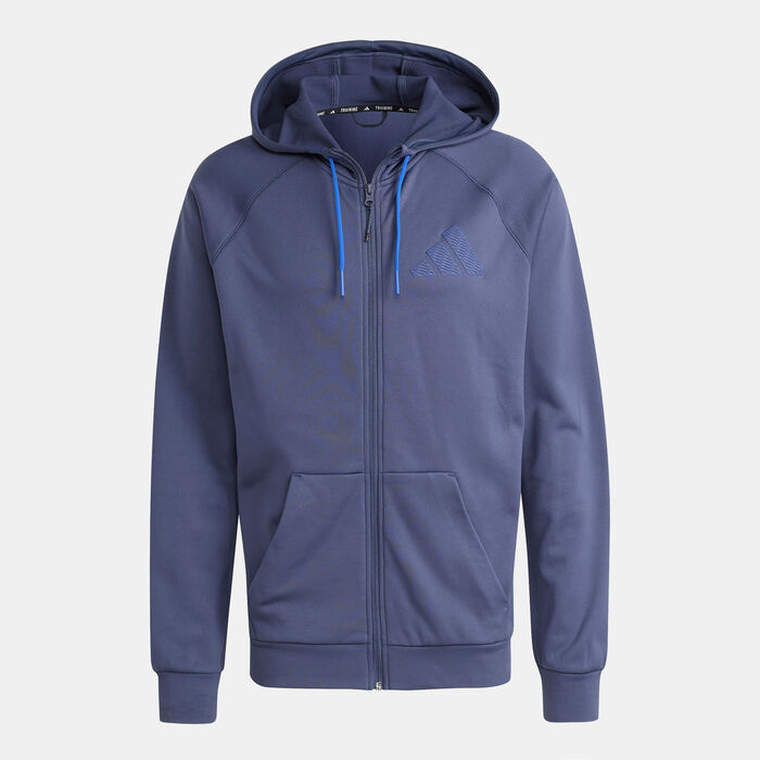 adidas Men's Game and Go Full-Zip Training Hoodie Blue adidas Men's Game and Go Full-Zip Training Hoodie Blue image number 0