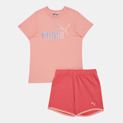 PUMA Kids' Minicats T-Shirt and Shorts Set Pink