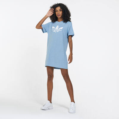 adidas Originals Women's Adicolor Shattered Trefoil T-Shirt Dress Blue
