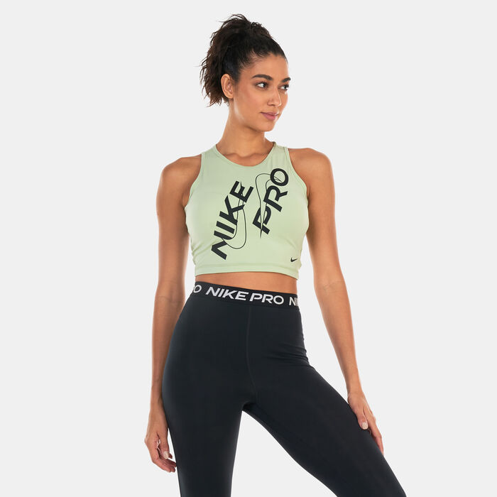Nike Women's Dri-FIT Graphic Crop Tank Top Green Nike Women's Dri-FIT Graphic Crop Tank Top Green image number 0