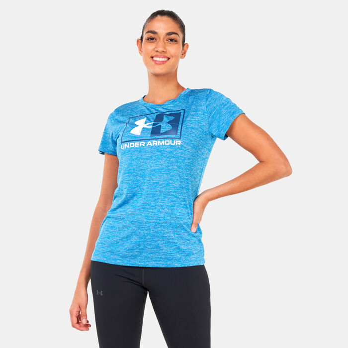 Under Armour Women's UA Tech™ Twist Box T-Shirt Blue Under Armour Women's UA Tech™ Twist Box T-Shirt Blue image number 0