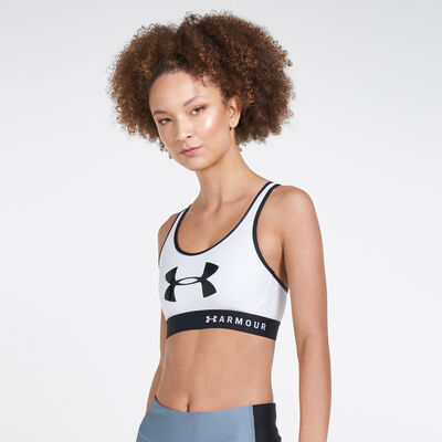 Under Armour Women's Armour Mid Keyhole Graphic Sports Bra White