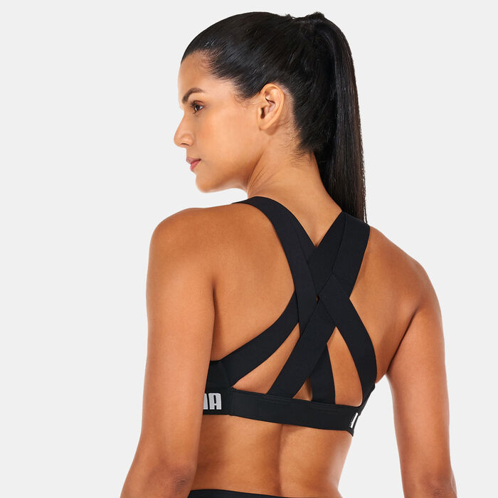 PUMA Women's Feel It Mid Impact Sports Bra Black PUMA Women's Feel It Mid Impact Sports Bra Black image number 1