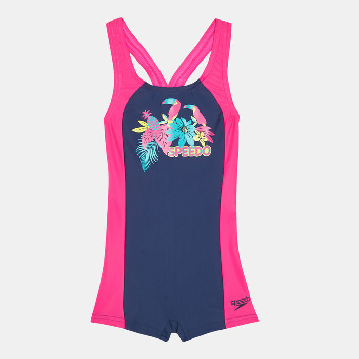 Speedo Kids' Samba Feathers Panel Legsuit (Older Kids) Blue Speedo Kids' Samba Feathers Panel Legsuit (Older Kids) Blue image number 0