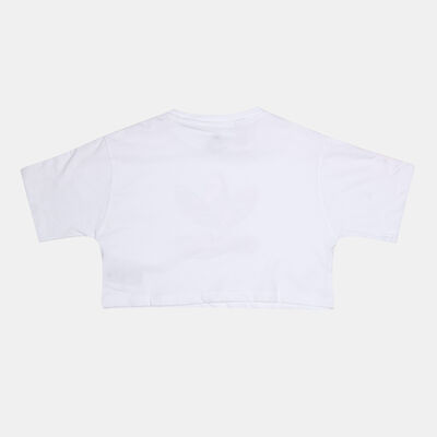 adidas Originals Kids' Marble Logo Graphic Crop T-Shirt White