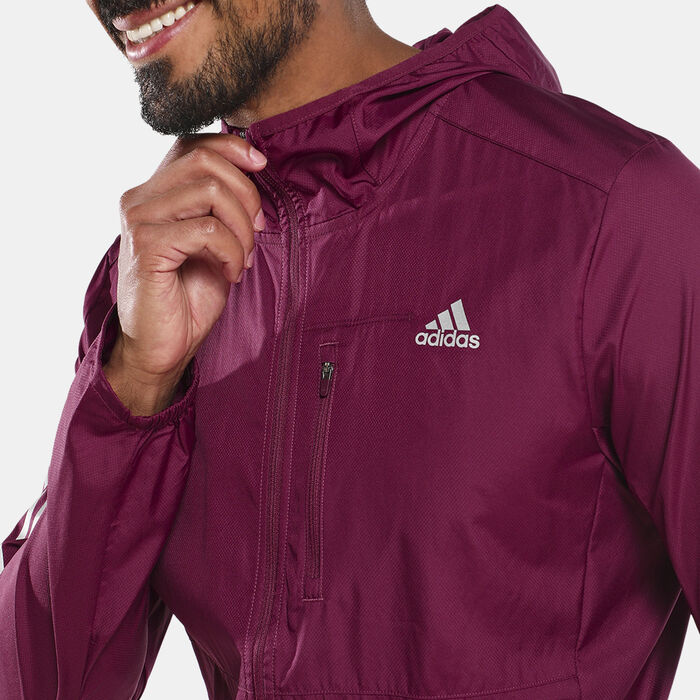 adidas Men's Own the Run Hooded Windbreaker Jacket Red adidas Men's Own the Run Hooded Windbreaker Jacket Red image number 3