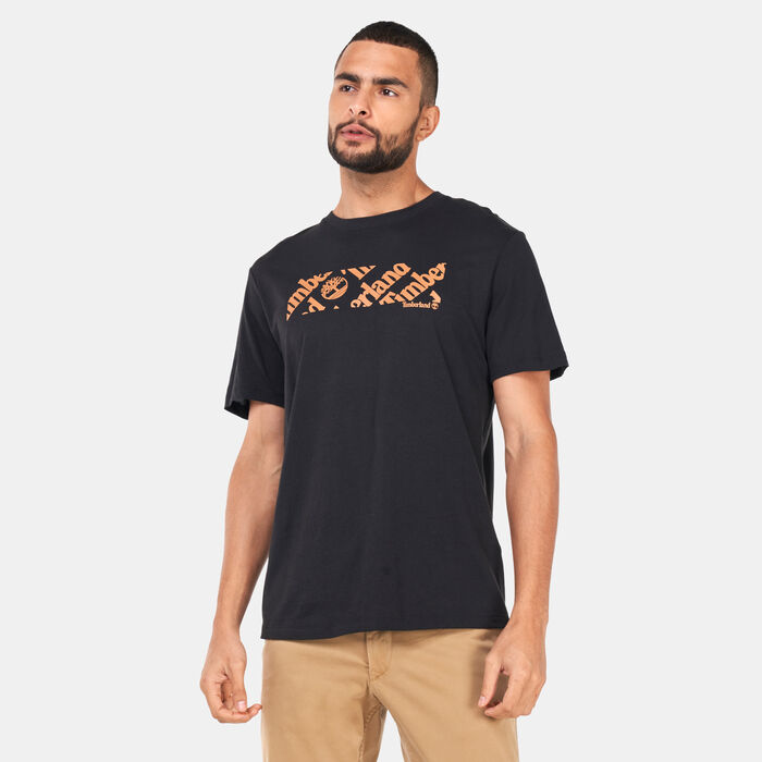 Timberland Men's Linear Logo Print T-Shirt Black Timberland Men's Linear Logo Print T-Shirt Black image number 0