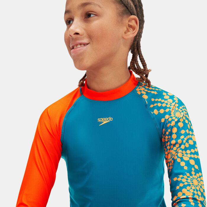 Speedo Kids' Printed Long Sleeve Rashguard Green image number 3