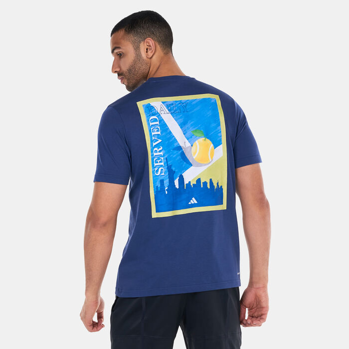 adidas Men's AEROREADY Tennis Graphic T-Shirt Blue adidas Men's AEROREADY Tennis Graphic T-Shirt Blue image number 1