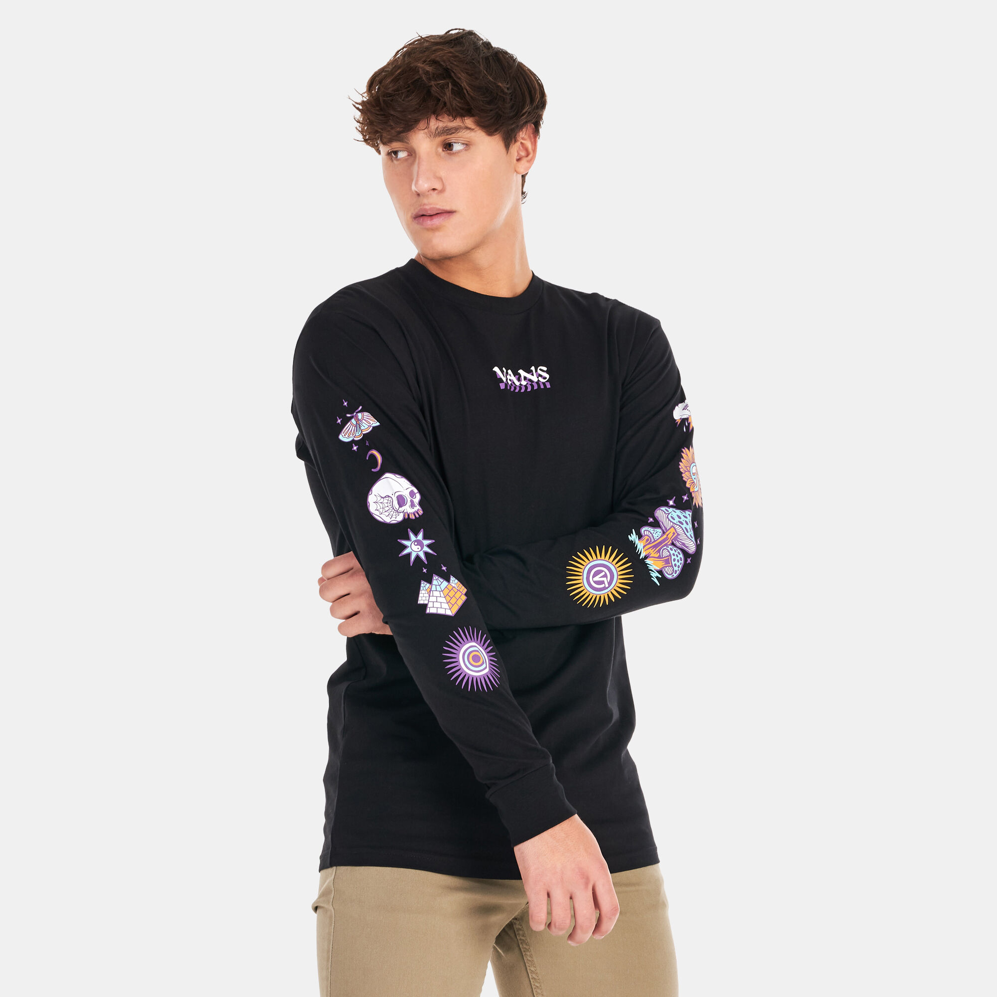 Vans long sleeve black t shirt sale
