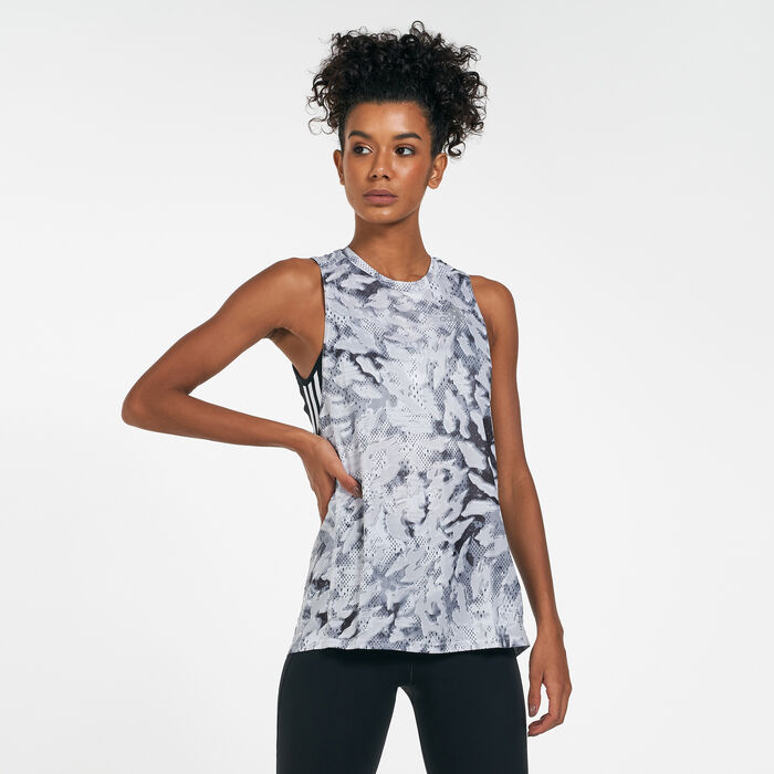 adidas Women's Fast All Over Print Tank Top Grey adidas Women's Fast All Over Print Tank Top Grey image number 0