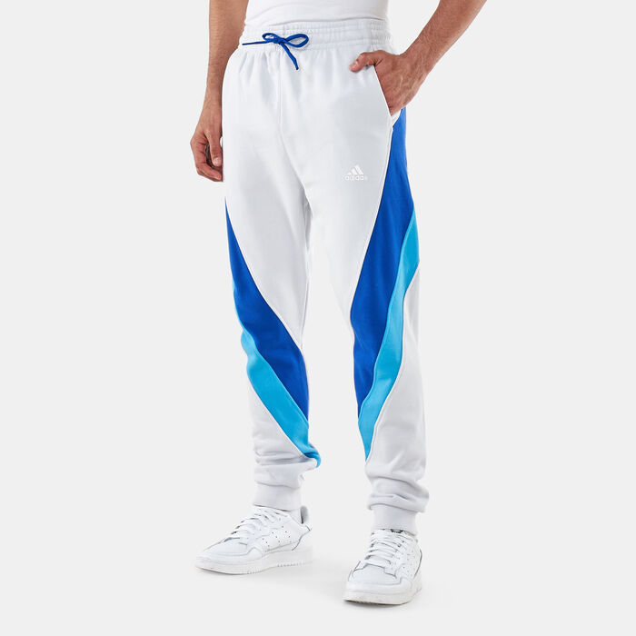 adidas Men's Studio Lounge Colorblocked Pants White adidas Men's Studio Lounge Colorblocked Pants White image number 0