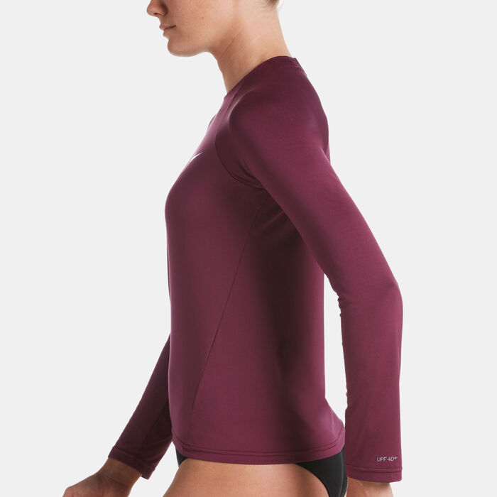 Nike Swim Women's Essential Long Sleeve Hydroguard Rashguard Nike Swim Women's Essential Long Sleeve Hydroguard Rashguard image number 2