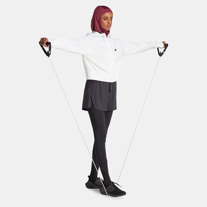 adidas Women's Game and Go Fleece Full-Zip Training Hoodie White adidas Women's Game and Go Fleece Full-Zip Training Hoodie White image number 2