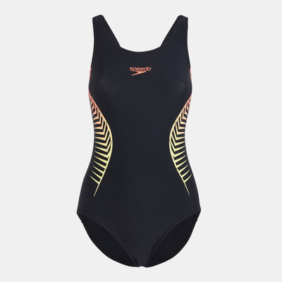 Speedo Women's Placement Muscleback One-Piece Swimsuit Black Speedo Women's Placement Muscleback One-Piece Swimsuit Black