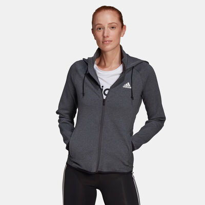 adidas Women's Designed To Move AEROREADY Full-Zip Hoodie White adidas Women's Designed To Move AEROREADY Full-Zip Hoodie White