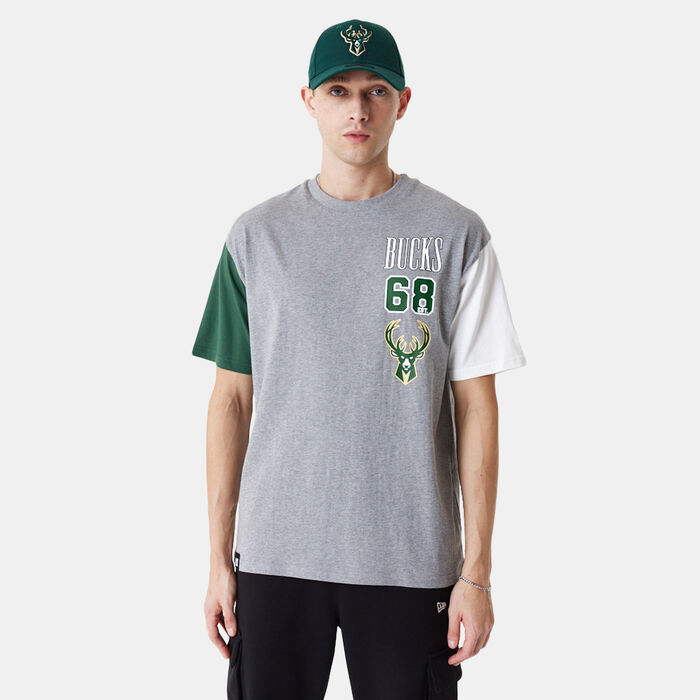 New Era Men's Milwaukee Bucks NBA T-Shirt Grey New Era Men's Milwaukee Bucks NBA T-Shirt Grey image number 0