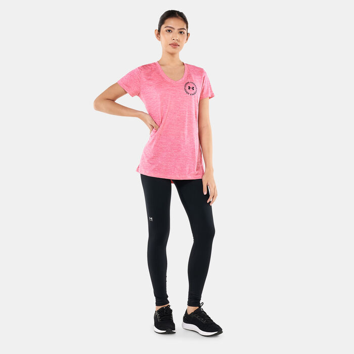 Under Armour Women's UA Tech™ Twist Crest T-Shirt Pink Under Armour Women's UA Tech™ Twist Crest T-Shirt Pink image number 2