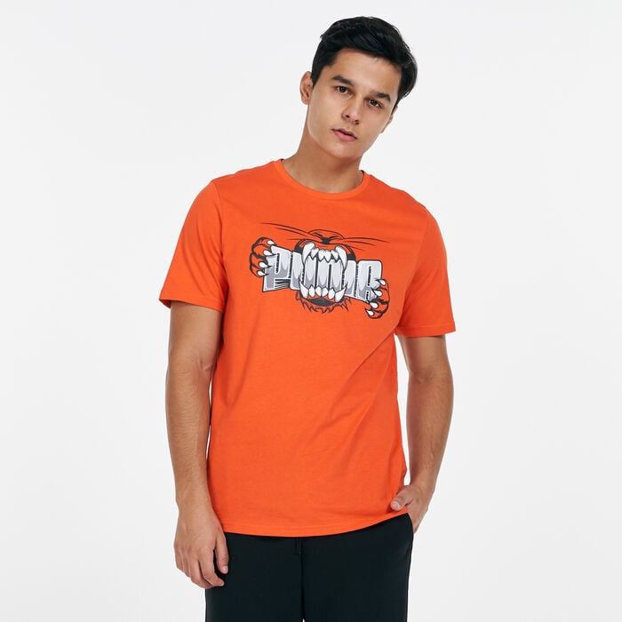 PUMA Men's Logo Play T-Shirt Orange PUMA Men's Logo Play T-Shirt Orange image number 0