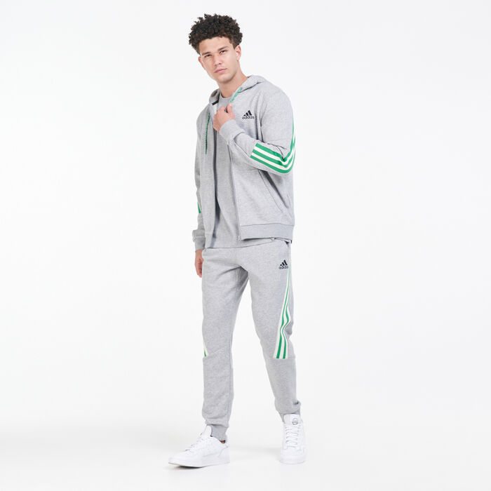 adidas Men's 3-Stripes Tape Hoodie Grey image number 2