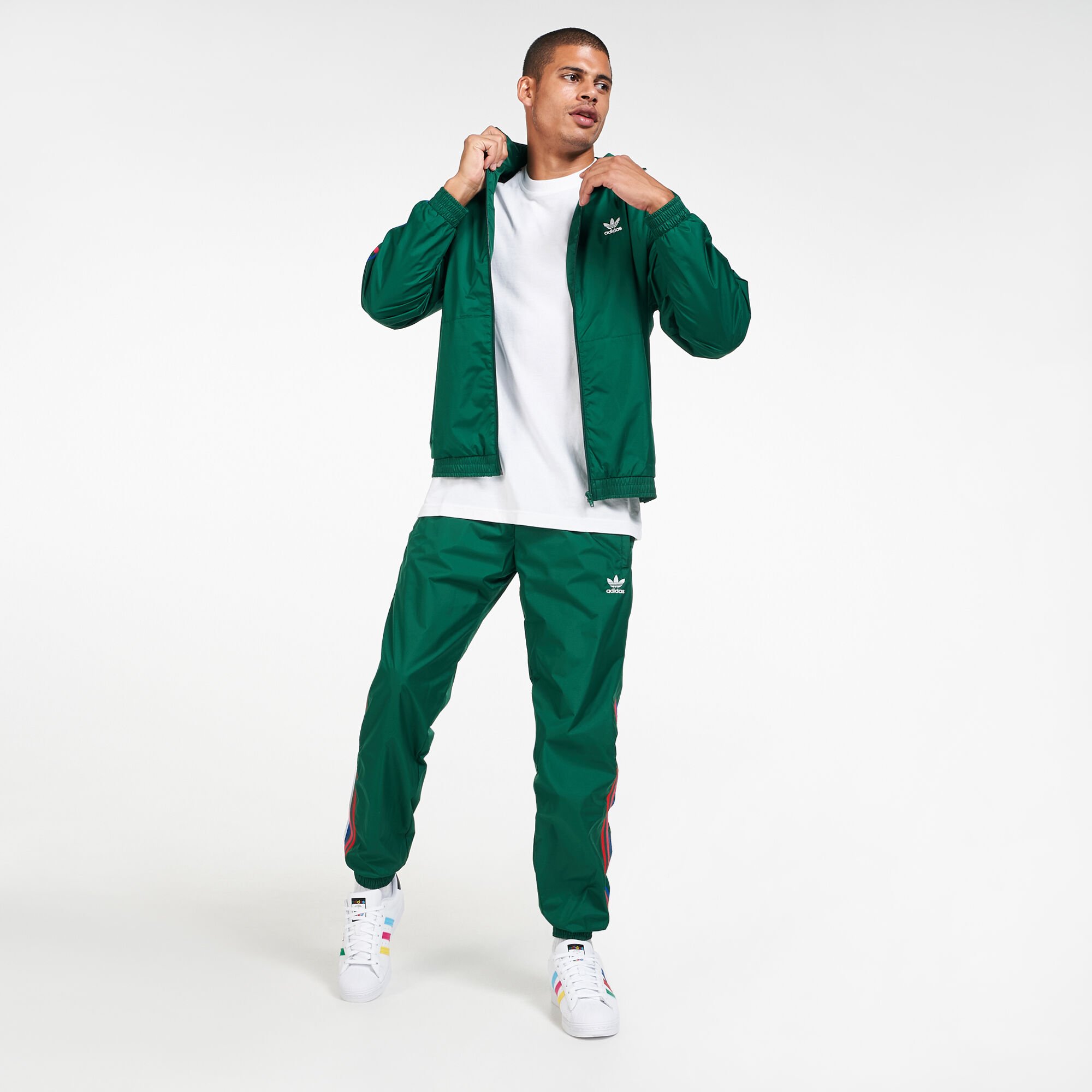 Adidas 3 stripe green tracksuit jacket top