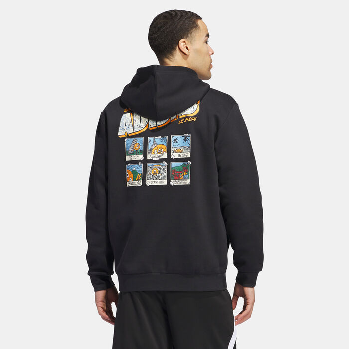 adidas Men's Lil Stripe Postcard Graphic Hoodie Black adidas Men's Lil Stripe Postcard Graphic Hoodie Black image number 1