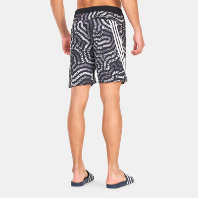 adidas Men's Classic-Length Colour Maze Tech Board Shorts Black