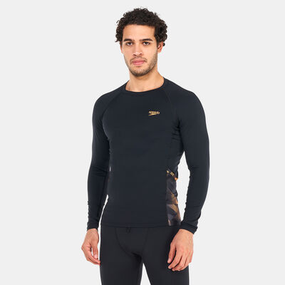 Speedo Men's Printed Long Sleeve Rashguard Black