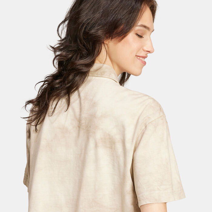 adidas Women's ALL SZN Tie Dye Polo T-Shirt Beige adidas Women's ALL SZN Tie Dye Polo T-Shirt Beige image number 3