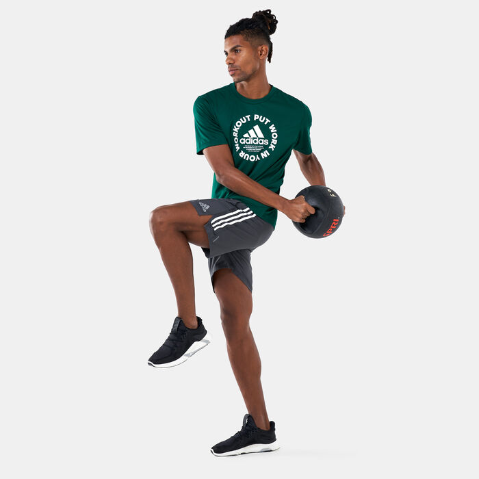 adidas Men's Own The Run 3-Stripes Shorts Grey adidas Men's Own The Run 3-Stripes Shorts Grey image number 2