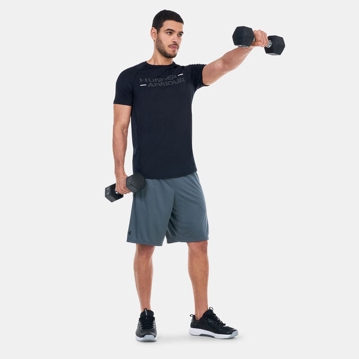 Under Armour Men's UA Tech™ Wordmark Graphic Training Shorts Grey Under Armour Men's UA Tech™ Wordmark Graphic Training Shorts Grey image number 2