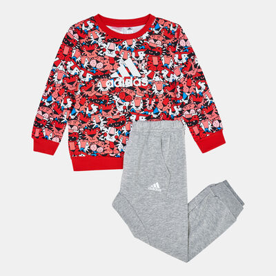 adidas Kids' Graphic All Over Print Sweatshirt And Sweatpants Set Pink