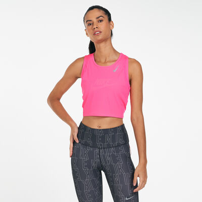 Nike Women's Dri-FIT Race Cropped Running Tank Top Pink