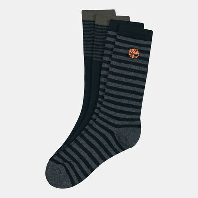 Timberland Men's Stripped Crew Socks (2 Pack) Grey